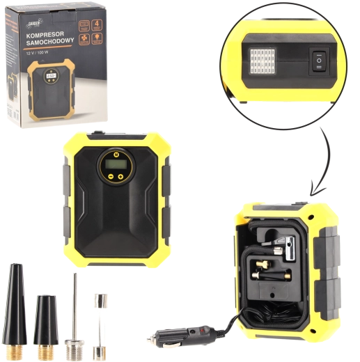 Autocompresor 12V 100W con pantalla digital y luz LED