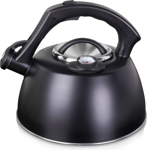 Hervidor de acero con silbato y termómetro 3 l – negro