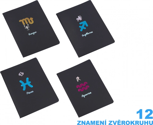 Bloc de notas Zodiac 18,5x25,5 cm con 26 páginas negras rayadas
