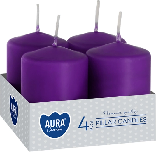 Velas de Adviento moradas de 60 × 40 mm - 4 unidades