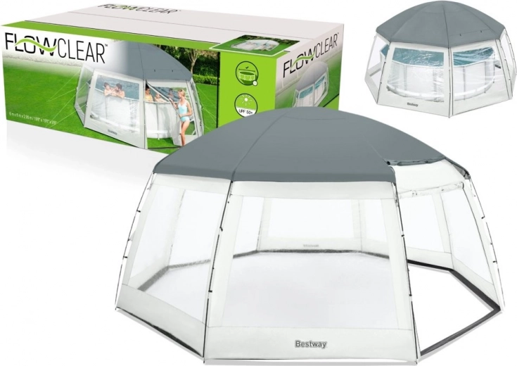 Cenador para piscina 600 × 600 × 295 cm Bestway