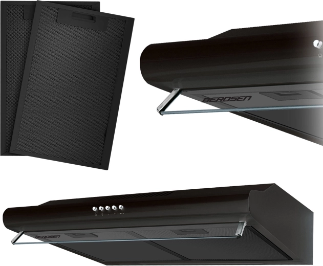 Campana extractora bajo mueble 60 cm negra BERDSEN