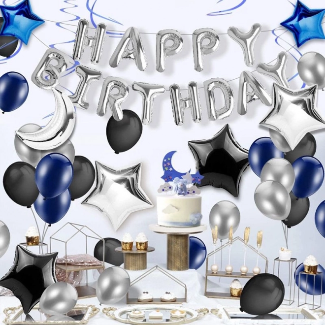 Set de globos de cumpleaños – azul oscuro y negro