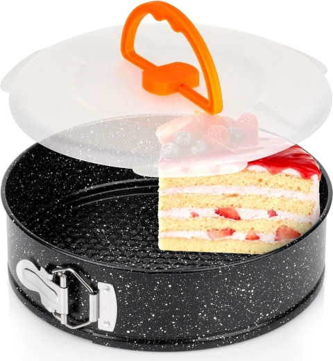 Molde desmontable para tarta con revestimiento granitado y tapa 24 cm