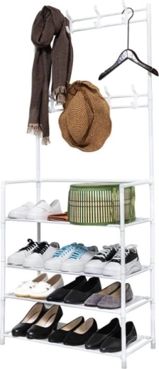 Perchero de pie para ropa con estantes blanco 80 × 26 × 150,5 cm