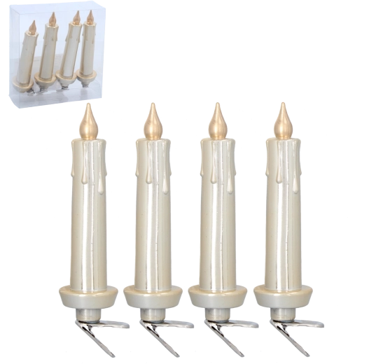 Set de velas navideñas con clip de 11 cm: adornos resistentes de plástico para el árbol