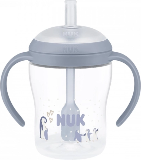 Biberón de aprendizaje NUK Perfect Match con pajita de silicona 150 ml, pingüino