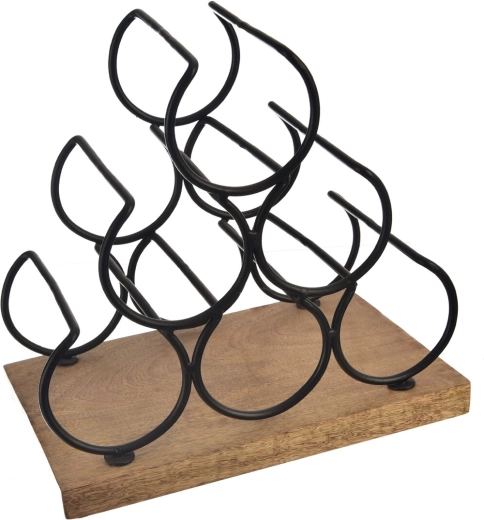 Soporte para vino de madera de mango y metal Black