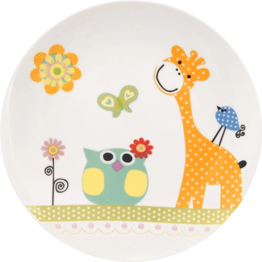 Plato infantil poco profundo con compartimentos con motivo de JIRAFA 21 cm
