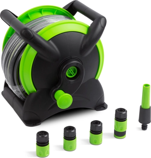 Kit de riego para jardín con manguera de 15 m y carrete