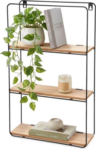 Estantería metálica de pared con 3 niveles 30 × 10 × 50 cm