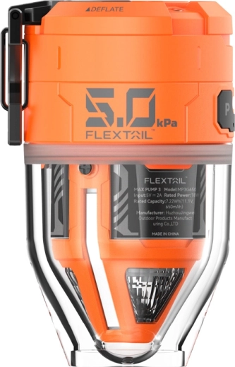 Flextail Max Pump 3 bomba eléctrica portátil con luz de camping naranja