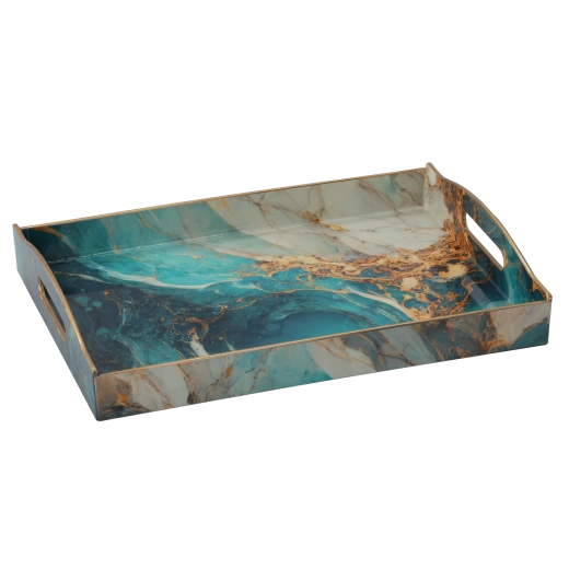 Bandeja decorativa rectangular con efecto resina 37,5 × 27,5 × 6 cm - 1 pieza