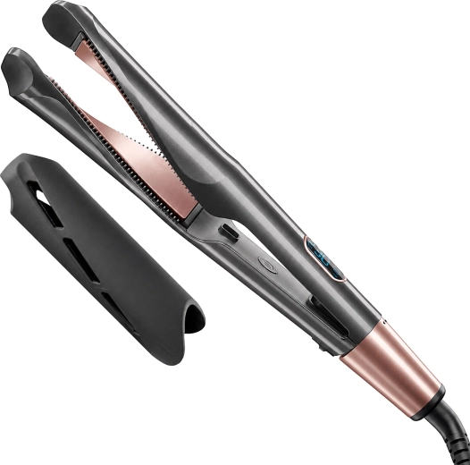 Plancha para el cabello 2 en 1 con regulación de temperatura y pantalla LED - 1 pieza