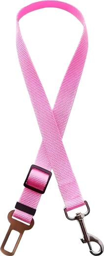 Cinturón de seguridad ajustable para perro y gato para coche – rosa