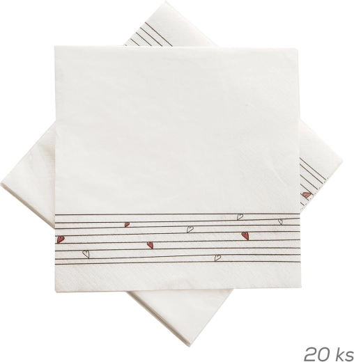 Servilletas de papel corazones 33 × 33 cm, 20 uds