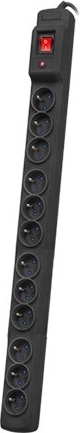 Regleta de extensión Multi M12, 12 tomas, 5 m, negra
