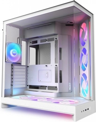 NZXT H9 Flow RGB+ blanca, caja ATX Mid-Tower con ventana