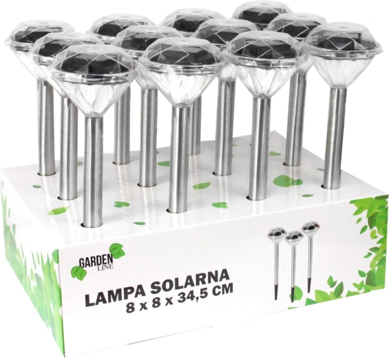 Lámpara solar de jardín Diamond 8 × 8 × 34,5 cm
