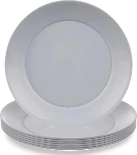 Platos de postre de plástico SANDY 20,5 cm, grises, 6 uds