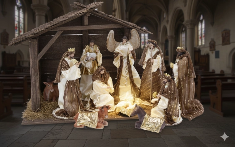Set de figuras navideñas para belén, 10 piezas hasta 33 cm
