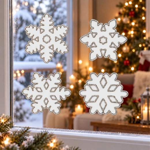 Elegante decoración navideña para vidrio