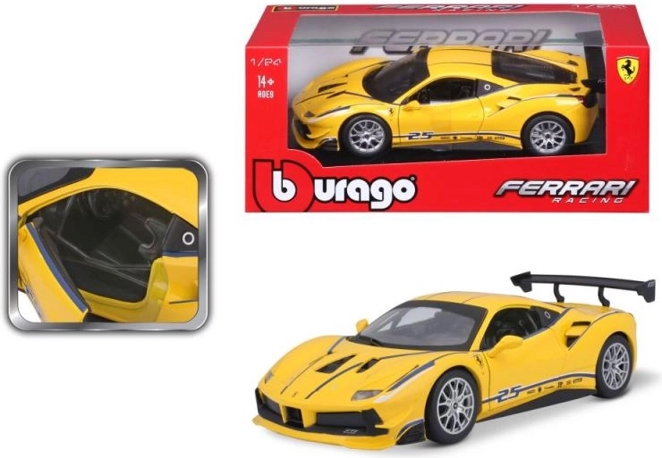 Modelo metálico Bburago 1:24 Ferrari 488 Challenge amarillo
