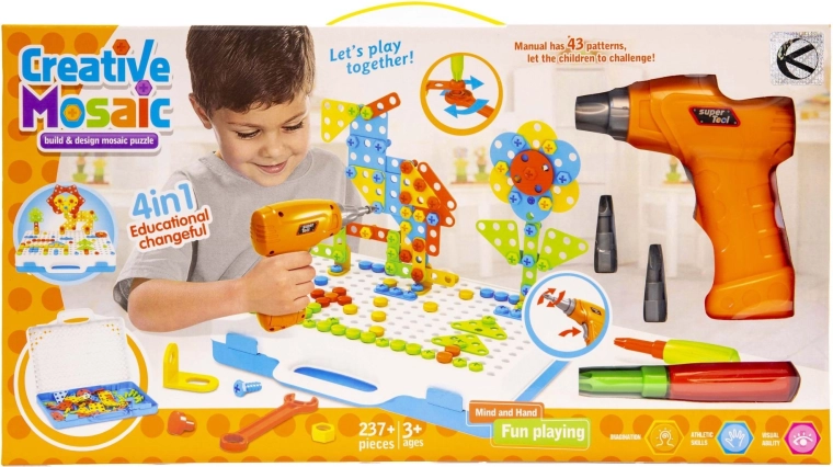 Set creativo educativo para atornillar en maletín con herramientas - 1 pieza