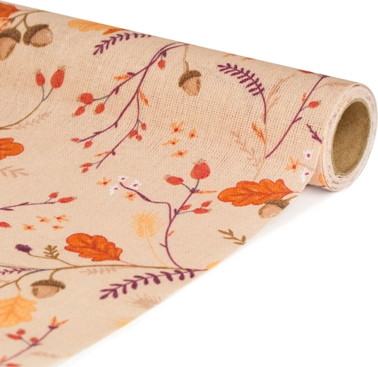 Camino de mesa decorativo con motivo de ramas y hojas, 180 × 28 cm