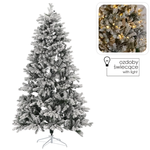 Árbol de Navidad artificial 210 cm nevado con iluminación LED