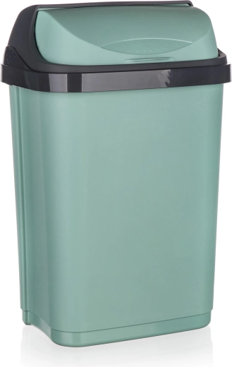 Papelera 10 l con tapa basculante (swing), plástico, verde