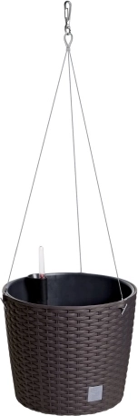 Macetero colgante con autorriego, aspecto de ratán 25,6 cm, umbra
