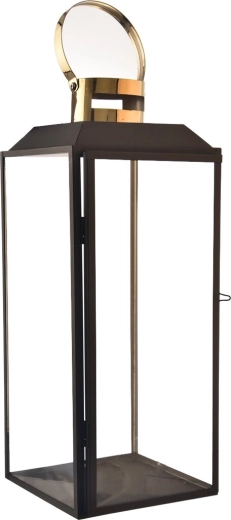 Gran farol decorativo negro-dorado 42 cm