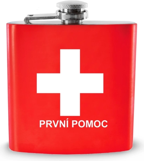 Petaca de bolsillo de acero inoxidable «Primeros auxilios» 170 ml
