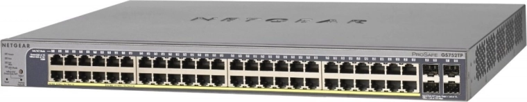 Switch inteligente NETGEAR GS752TP, 48× gigabit PoE, 4× SFP