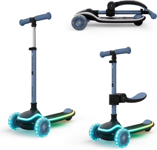 Kinderkraft RAKET UP Blue patinete infantil y correpasillos 2 en 1 con luces LED
