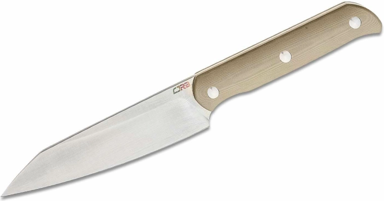 Cuchillo de hoja fija CJRB Silax 13 cm, satinado, marrón desierto, G10, funda Kydex