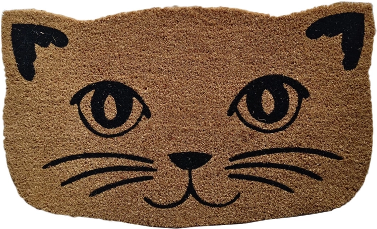 Felpudo de fibra de coco y PVC con gato 45 × 75 cm