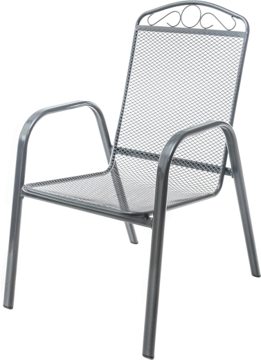 Silla de jardín de acero con respaldo alto y decoración
