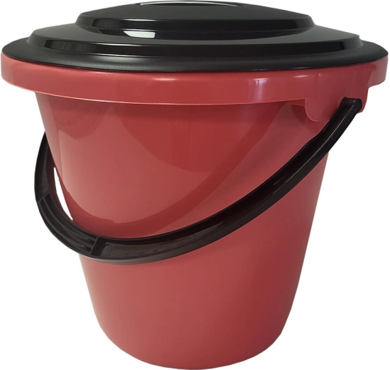 Cubo de plástico con tapa y medidor 16 l – mix de colores