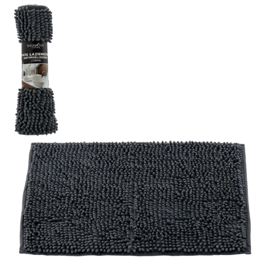 Alfombrilla de baño antideslizante de chenilla 40 × 60 cm gris