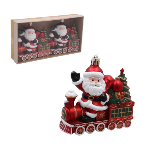 Set de adornos navideños tren con San Nicolás, 2 uds.