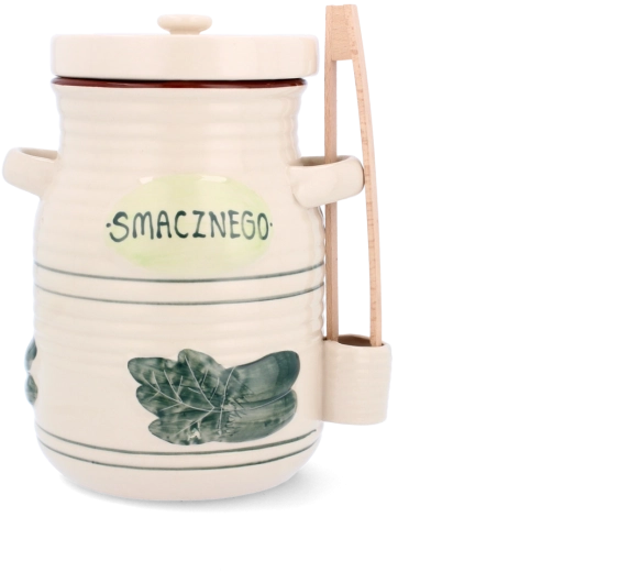 Recipiente cerámico de fermentación 1,5 l con tapa y pinzas