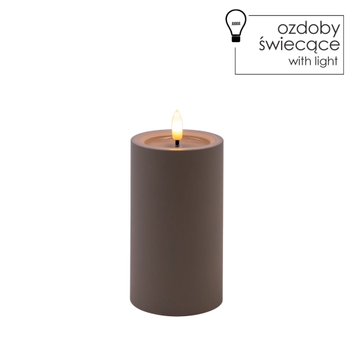 Vela LED gris 7 × 12,5 cm con llama parpadeante