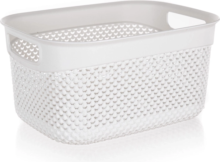 Cesta organizadora de plástico efecto ratán blanca 23 × 17 × 12 cm, 3,3 l