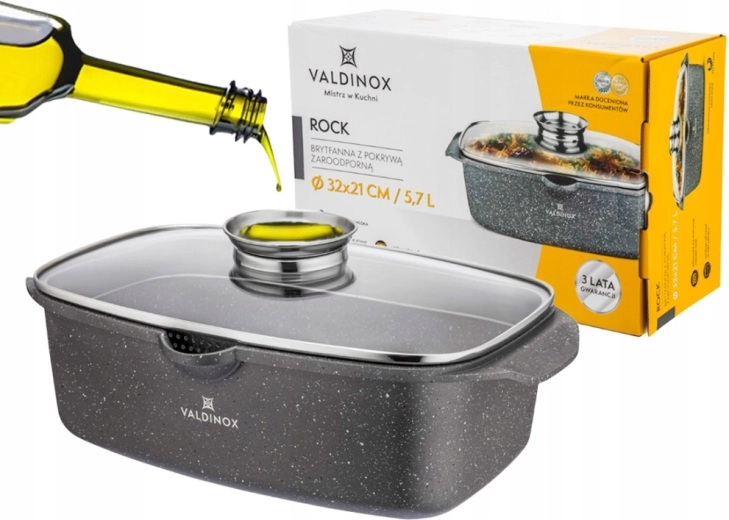 Valdinox ROCK asadera 32 × 21 cm con tapa 5,7 l