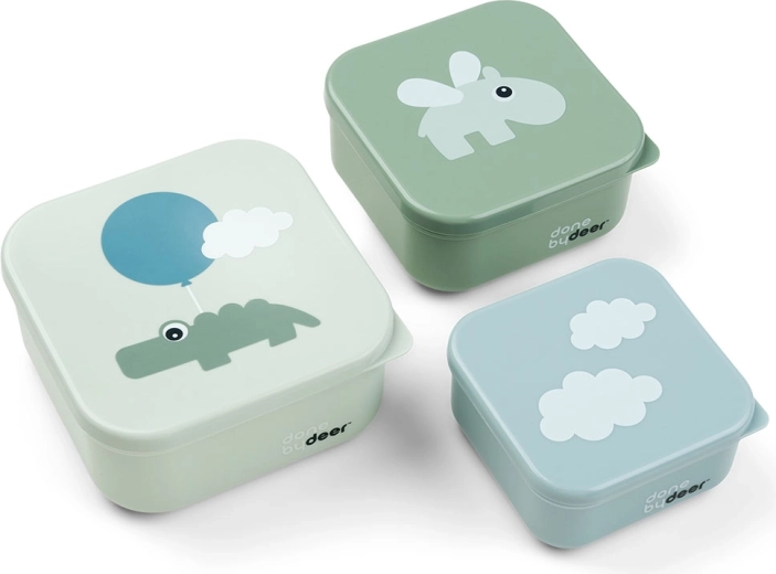 Done by Deer set de cajas para merienda Happy clouds verde 3 uds