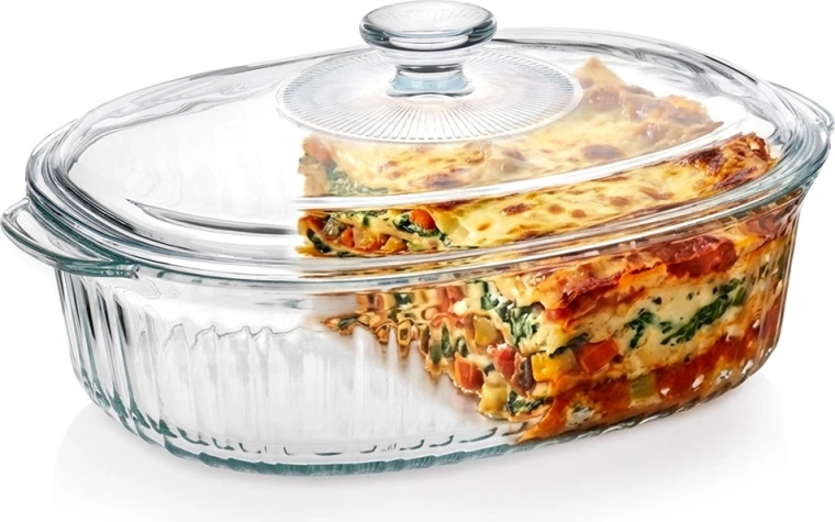Fuente de vidrio resistente al calor con tapa 2,5 l