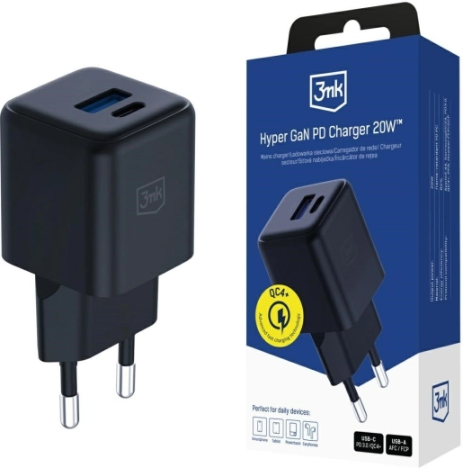 Cargador de red 3mk Hyper GaN 20 W negro