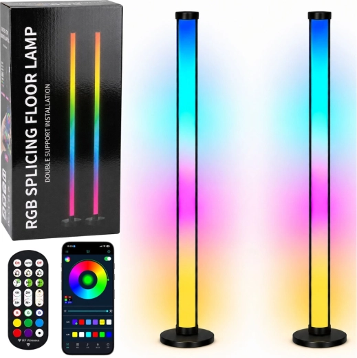 Lámparas de pie Smart RGB LED con control en app y mando a distancia, 125 cm, 2 uds.